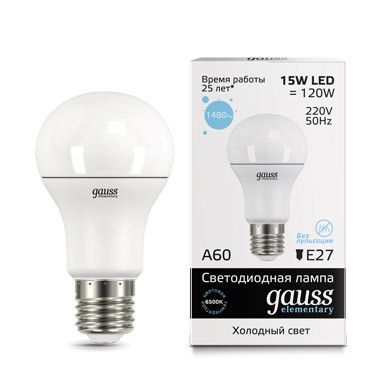 Светодиодная лампа Gauss A60 23235 15W 220V 1480lm E27 белый (холодный)