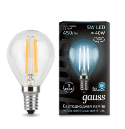 Светодиодная лампа Gauss Filament 105801205 5W 220V 450lm E14 белый (дневной)