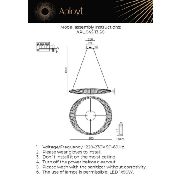 Подвесная люстра APLOYT APL.045.13.50 Olimp