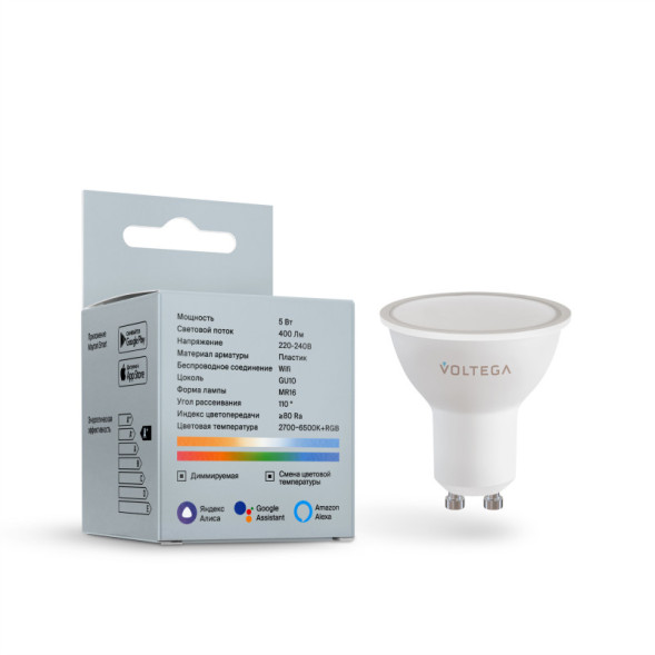 Светодиодная лампа Voltega Wi-Fi bulbs 2426 5.5W 220V 500lm GU10 белый (регулируемый)