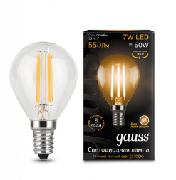 Светодиодная лампа Gauss Filament 105801107 7W 220V 550lm E14 белый (теплый)