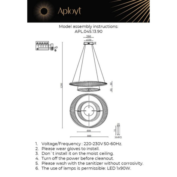 Подвесная люстра APLOYT APL.045.13.90 Olimp
