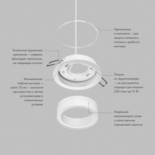Точечный встраиваемый светильник Denkirs GLOW DK-DH2010-WH