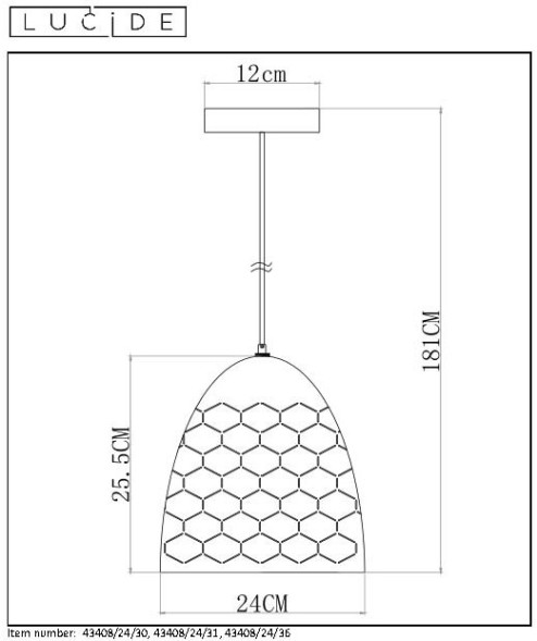 Подвесной светильник LUCIDE Galla 43408/24/30