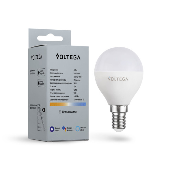 Светодиодная лампа Voltega Wi-Fi bulbs 2428 5W 220V 400lm E14 белый (регулируемый)