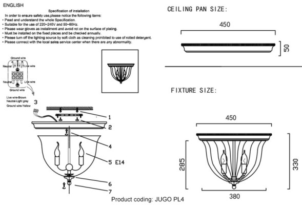 Потолочный светильник Crystal Lux JUGO JUGO PL4 BRONZE/TRANSPARENTE