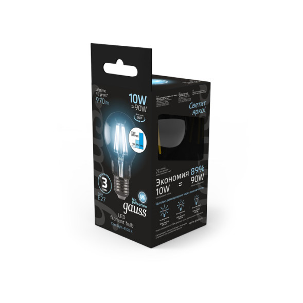 Светодиодная лампа Gauss Filament 102802210-S 10W 220V 970lm E27 белый (дневной)