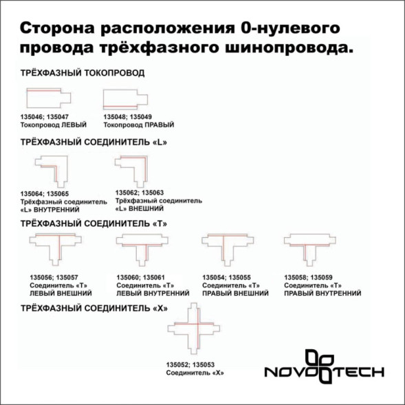 Коннектор для шинопровода Novotech track white 3phase 135056