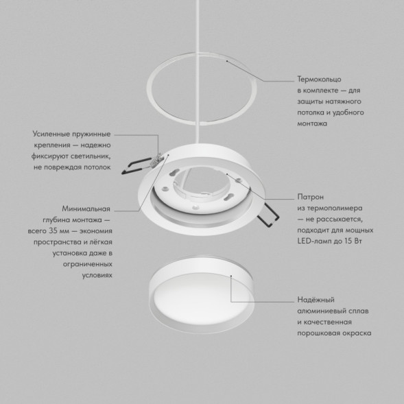Точечный встраиваемый светильник Denkirs RATIO DK-DH2000-WH