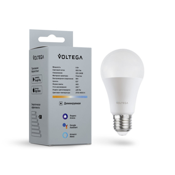 Светодиодная лампа Voltega Wi-Fi bulbs 2429 9W 220V 800lm E27 белый (регулируемый)