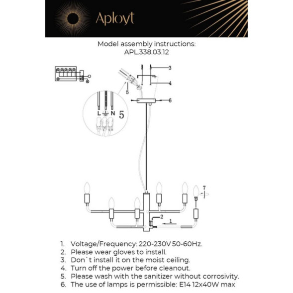 Подвесная люстра APLOYT APL.338.03.12 Evlalia