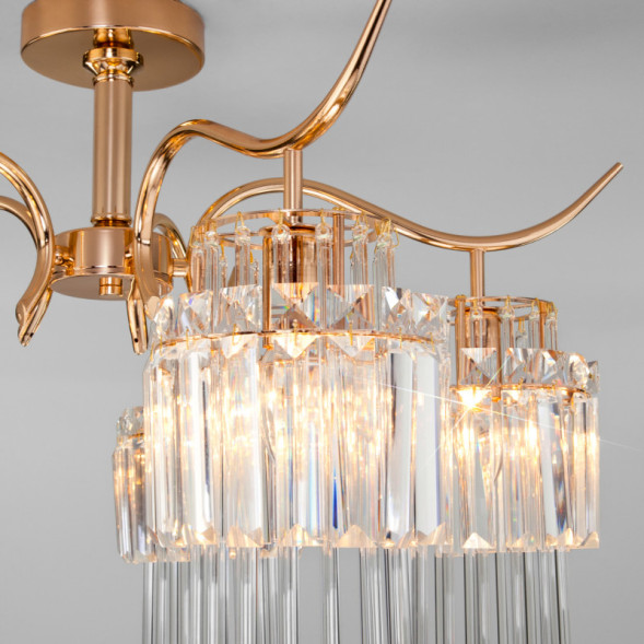Люстра на штанге Eurosvet Sevilia 10119/5 золото/прозрачный хрусталь Strotskis