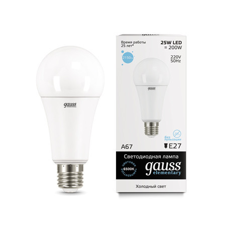 Светодиодная лампа Gauss A67 73235 25W 220V 2150lm E27 белый (холодный)