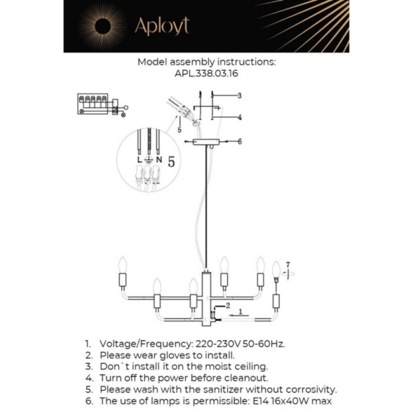 Подвесная люстра APLOYT APL.338.03.16 Evlalia