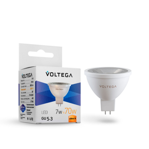 Светодиодная лампа Voltega Sofit Lens 7062 7W 220V 550lm GU5.3 белый (теплый)