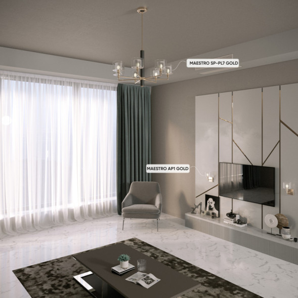 Люстра на штанге Crystal Lux MAESTRO MAESTRO SP-PL7 GOLD