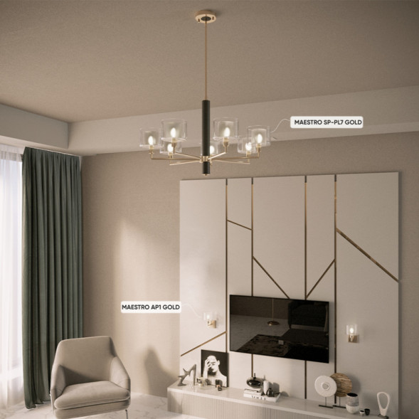 Люстра на штанге Crystal Lux MAESTRO MAESTRO SP-PL7 GOLD