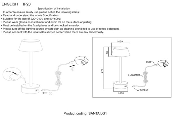 Настольная лампа Crystal Lux Santa SANTA LG1 GOLD