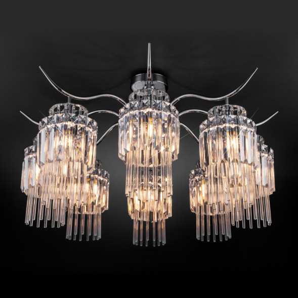 Люстра на штанге Eurosvet Sevilia 10119/8 хром/прозрачный хрусталь Strotskis