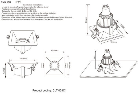 Встраиваемый точечный светильник Crystal Lux CLT 009 CLT 009C1 WH