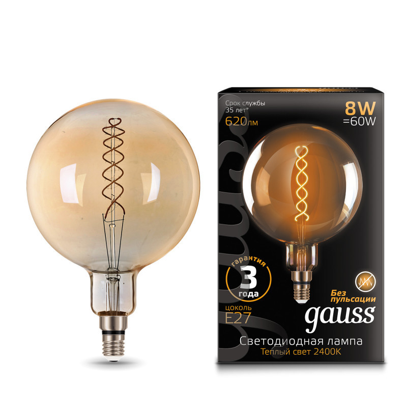 Светодиодная лампа Gauss 154802008 8W 220V 620lm E27 белый (теплый)