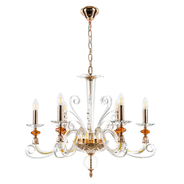 Подвесная люстра Crystal Lux Catarina CATARINA SP6 V2 GOLD/TRANSPARENT-COGNAC