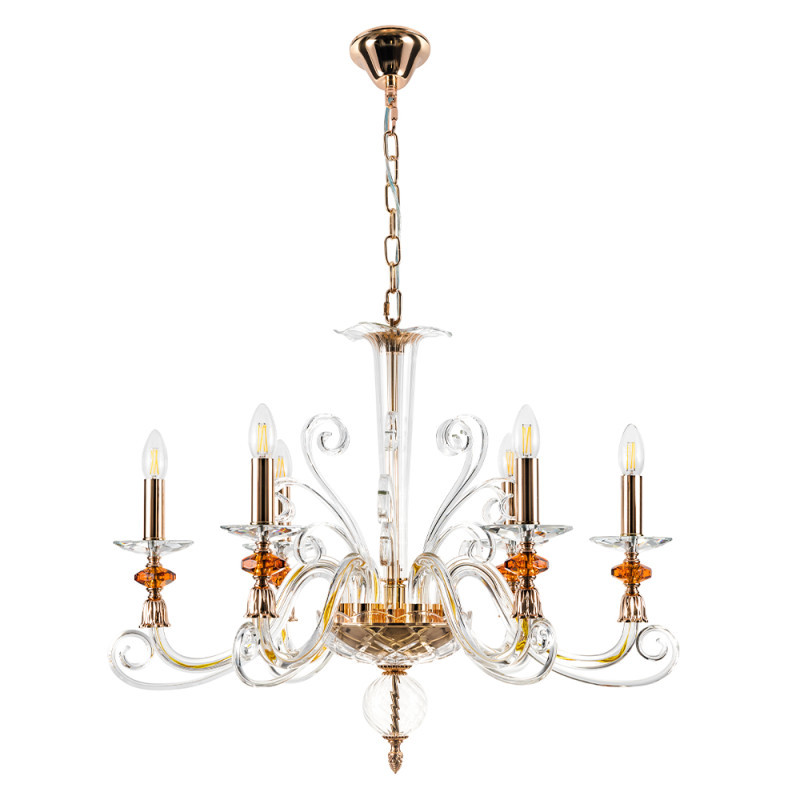 Подвесная люстра Crystal Lux Catarina CATARINA SP6 V2 GOLD/TRANSPARENT-COGNAC