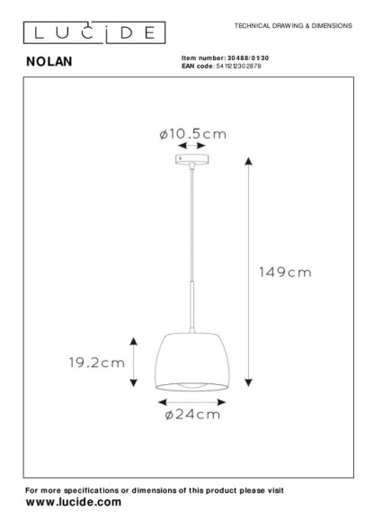 Подвесной светильник LUCIDE NOLAN 30488/01/30