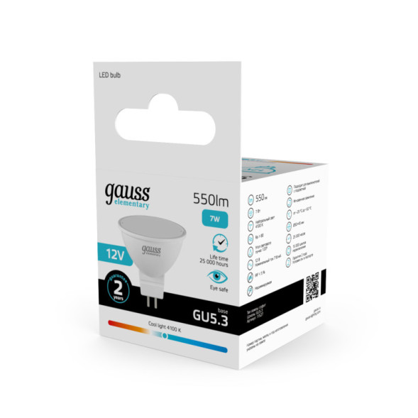 Светодиодная лампа Gauss 11527 7W 12V 530lm GU5.3 белый (дневной)