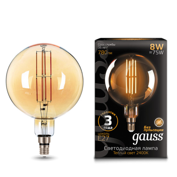 Светодиодная лампа Gauss 153802008 8W 220V 780lm E27 белый (теплый)