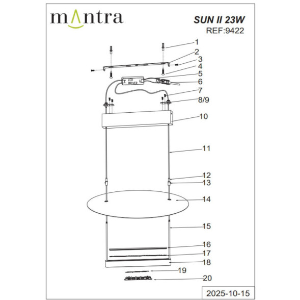 Подвесная люстра Mantra 9422 SUN II