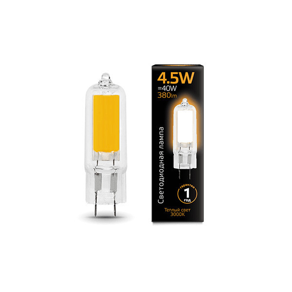 Светодиодная лампа Gauss капсульная 107807104 4.5W 220V 380lm G4 белый (теплый)