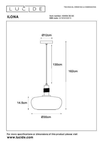 Подвесной светильник LUCIDE ILONA 45408/30/62