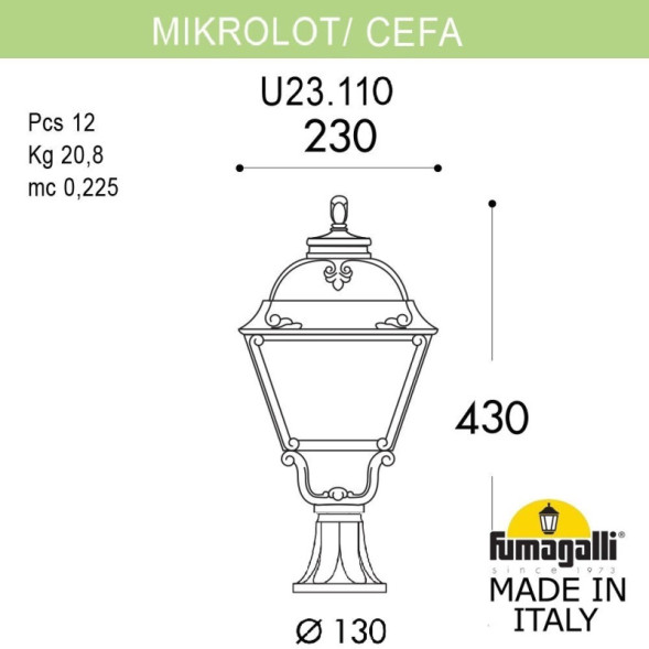 Садово-парковый светильник Fumagalli U23.110.000.VXF1R CEFA