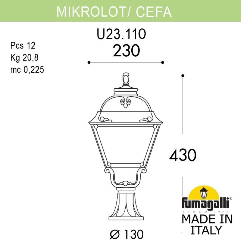 Садово-парковый светильник Fumagalli U23.110.000.VXF1R CEFA