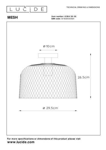Потолочный светильник LUCIDE MESH 43104/30/30