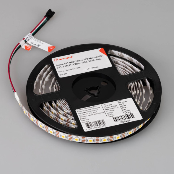 Лента Arlight SPI-B60-10mm 5060 033438 46.5W 12V белый (теплый) IP20