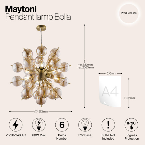 Подвесная люстра Maytoni BOLLA MOD133PL-06BS