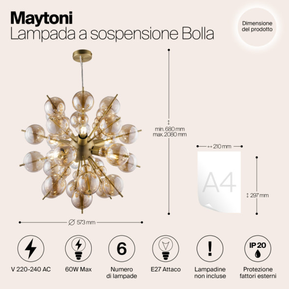 Подвесная люстра Maytoni BOLLA MOD133PL-06BS