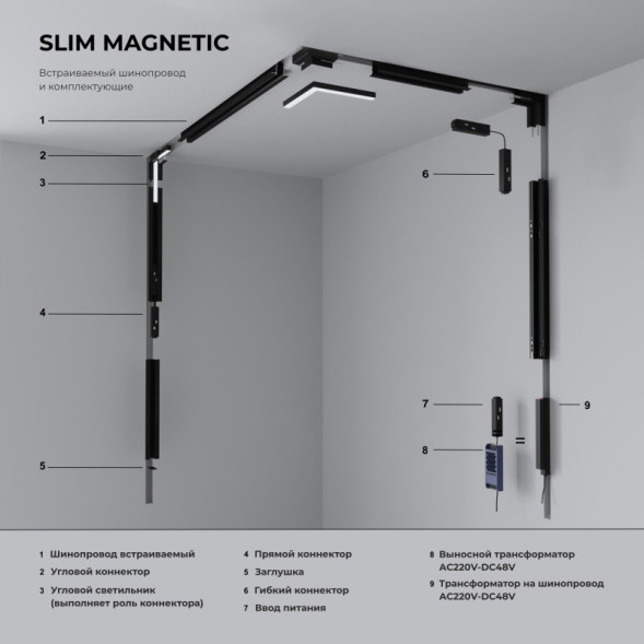 Коннектор для шинопровода Elektrostandard 85099/00 Slim Magnetic Гибкий
