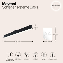 Магнитный трековый светильник Maytoni Technical BASIS TR012-2-20W4K-B