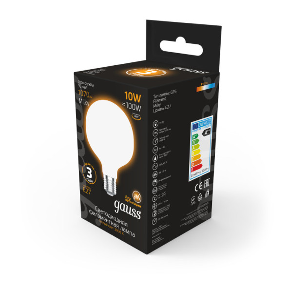 Светодиодная лампа Gauss 189202110 10W 220V 1070lm E27 белый (теплый)