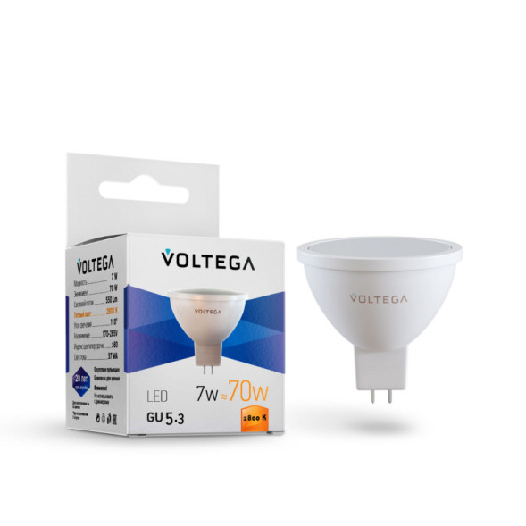 Светодиодная лампа Voltega Sofit 7058 7W 220V 670lm GU5.3 белый (теплый)