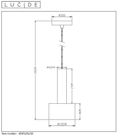 Подвесной светильник LUCIDE TEUN 45471/01/30