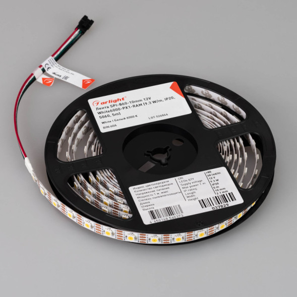 Лента Arlight SPI-B60-10mm 5060 037829 46.5W 12V 2800lm белый (холодный) IP20