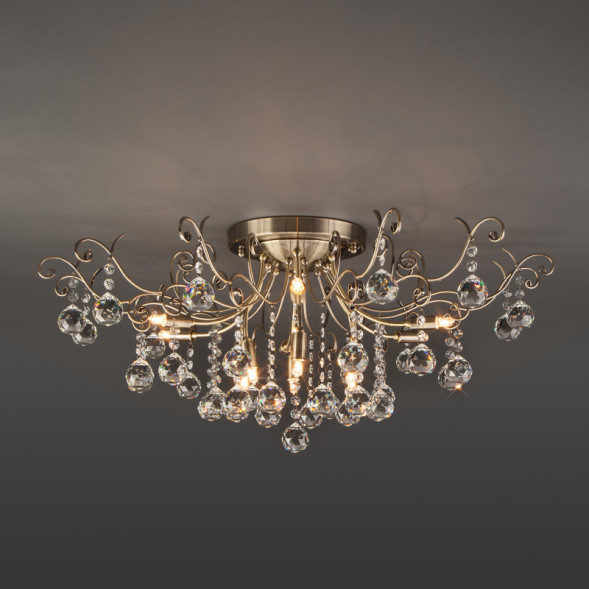 Люстра на штанге Eurosvet Vita 10042/12 античная бронза/прозрачный хрусталь