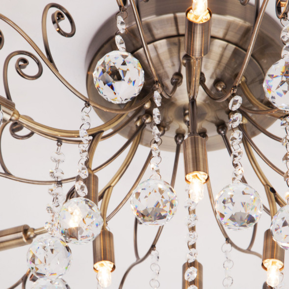 Люстра на штанге Eurosvet Vita 10042/12 античная бронза/прозрачный хрусталь
