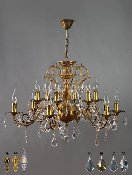 Подвесная люстра AMBIENTE by BRIZZI ALICANTE 8888/6+6 AB Leaf crystal