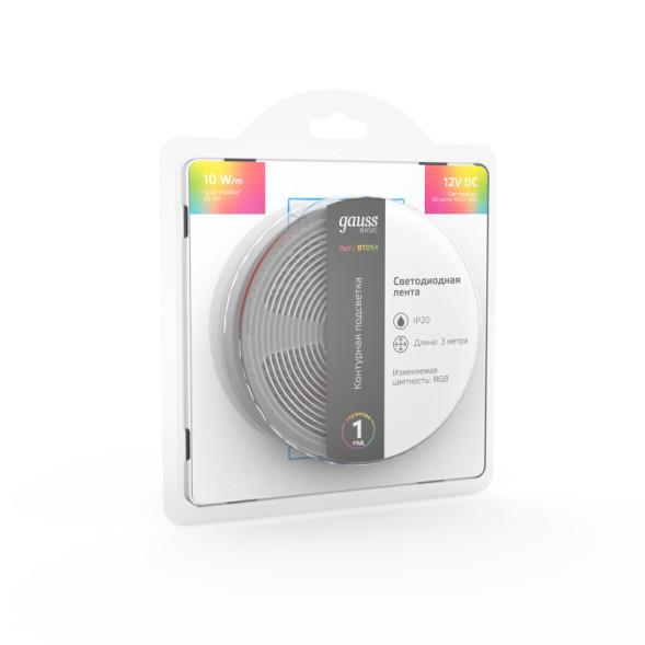Лента Gauss Basic LED 5050/60 BT054 30W 12V 700lm RGB IP20