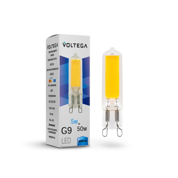 Светодиодная лампа Voltega 7182 5W 220V 400lm G9 белый (дневной)